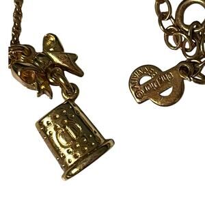 Christian Dior Ribbon Bell Pendant Necklace Pendant Gold Plated